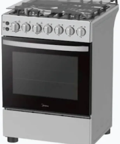 Midea 60E3G1H8F-SS 60x60 Dual Fuel Cooker with 8-Function Electric Oven (3 Gas + 1 Electric, Stainless Steel)