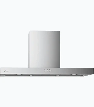 Midea MH90M77ET27MB-BS 90CM T-Shape Box Wall Hood (Stainless Steel with Black Glass Panel)