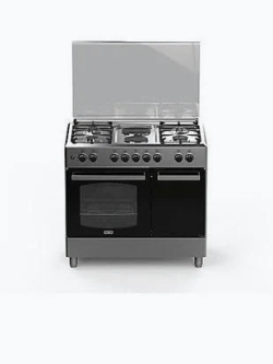 SOLSTAR SO-942DKECINBSS 90x60cm 4 Gas + 2 Electric Hotplates Free-Standing Cooker with Gas Bottle Compartment & Electric Oven (INOX Stainless Steel)