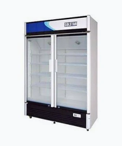 SOLSTAR VC9000-WHB SS 708L Double-Door Extra-Wide Vertical Showcase Chiller (White)